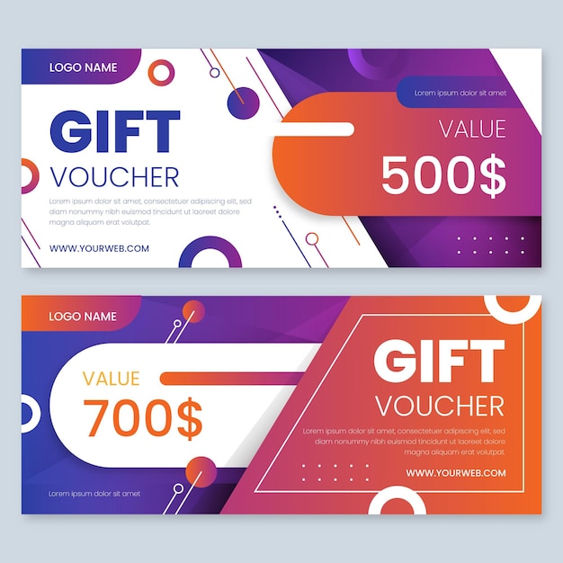 Vector gradient gift voucher banners template