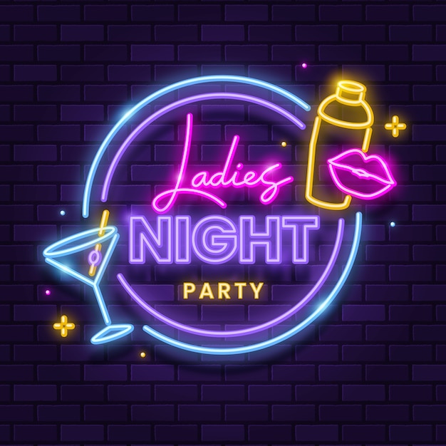 Vector gradient girls night neon illustration