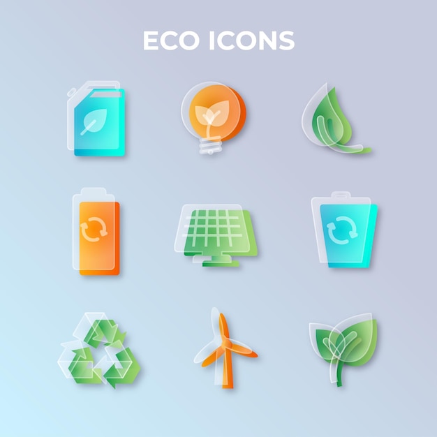 Gradiënt glasmorfisme Eco Icon pack