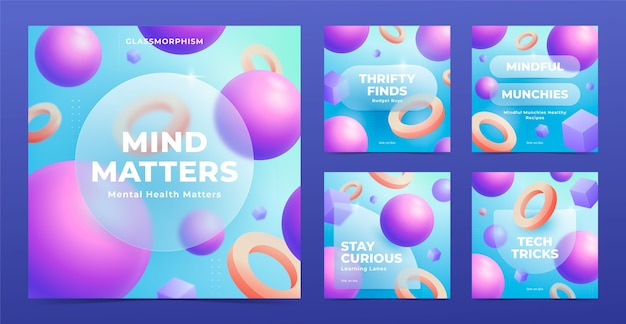 gradient glassmorphism effect instagram posts collection