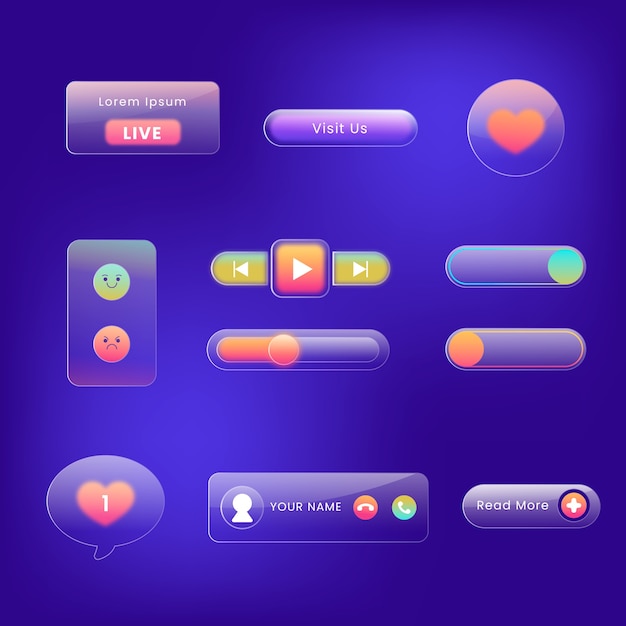 Vector gradient glassmorphism effect ui element