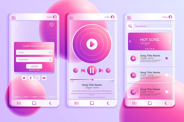 Gradient glassmorphism mobile app template