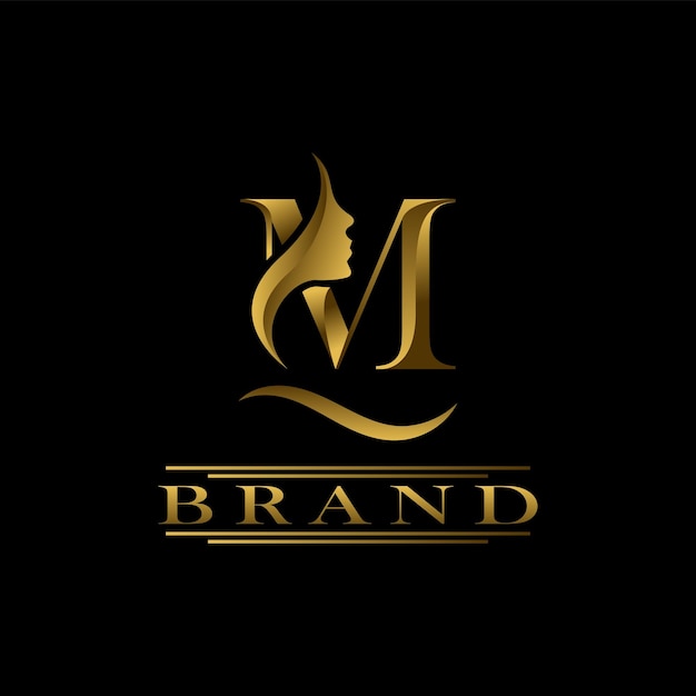 Alfabeto di logo di lusso di bellezza oro sfumato