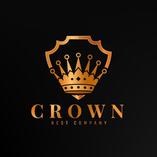 Vector gradient gold crown logo template