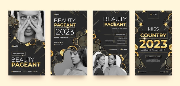 Vector gradient golden beauty pageant instagram stories