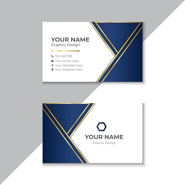 Градиент золотой и синий роскошный дизайн шаблона визитной карточки