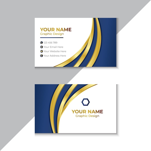 Gradient golden and blue luxury business card template