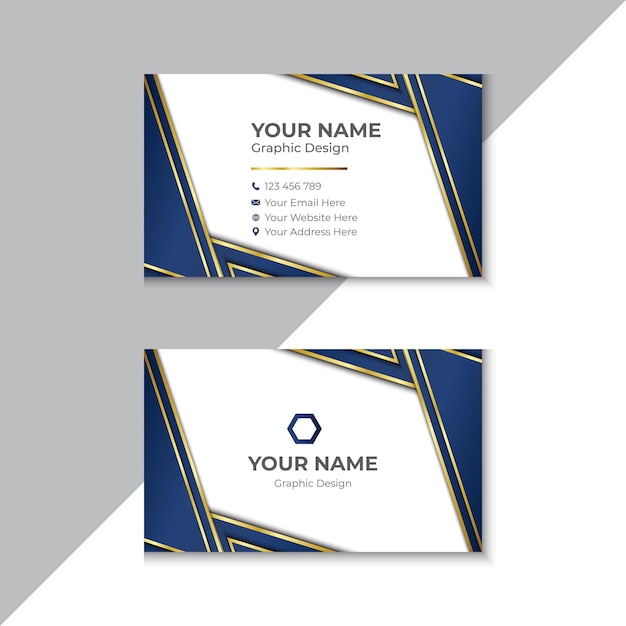 Gradient golden and blue luxury business card template