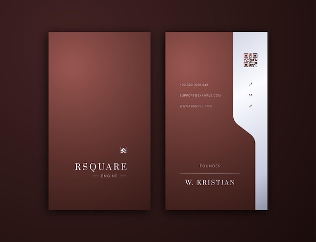 Gradient golden brown luxury vertical business card template, vertical elegant editable business car