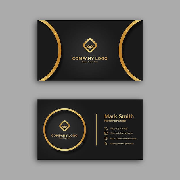 Gradient golden luxury business card template