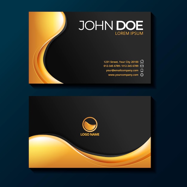 Gradient golden luxury business cards template