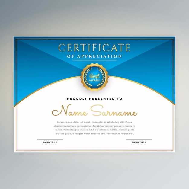 Gradient golden luxury certificate templates