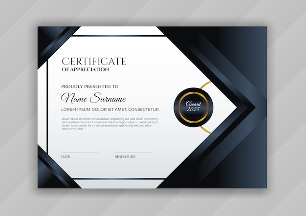 Gradient golden luxury certificate