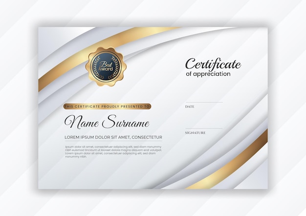 Gradient golden luxury certificate