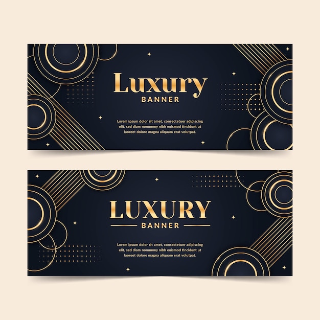 Gradient golden luxury horizontal banners set