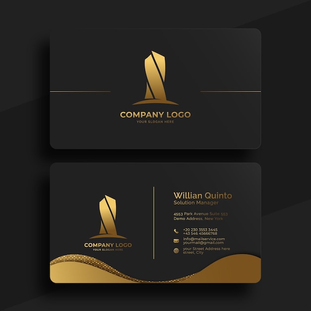 Gradient golden luxury horizontal business card