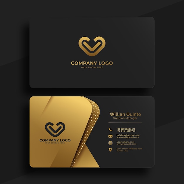 Gradient golden luxury horizontal business card