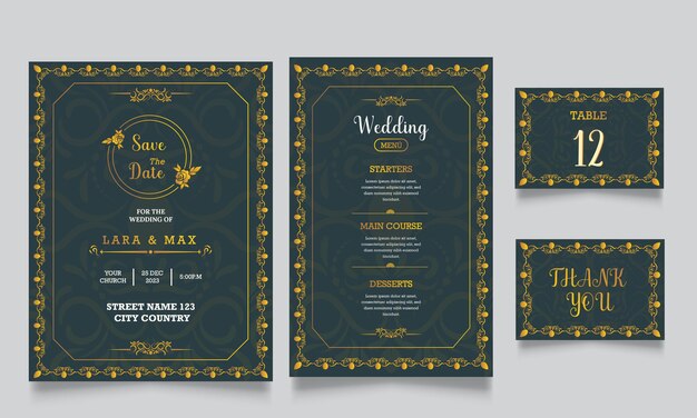 Vector gradient golden luxury wedding invitation card