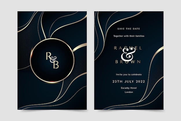 Vector gradient golden luxury wedding invitation template