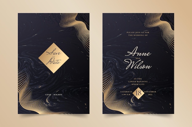 Vector gradient golden luxury wedding invitation template