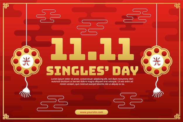 Vector gradient golden and red single's day background