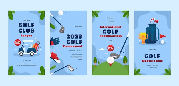 Gradient golf instagram stories template