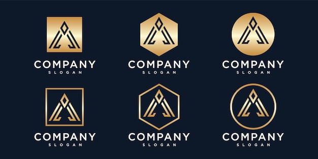 Gradiënt gouden letter een logo-collectie
