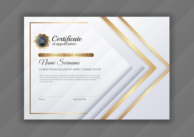 Gradiënt gouden luxe certificaat