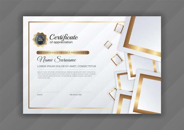 Gradiënt gouden luxe certificaat