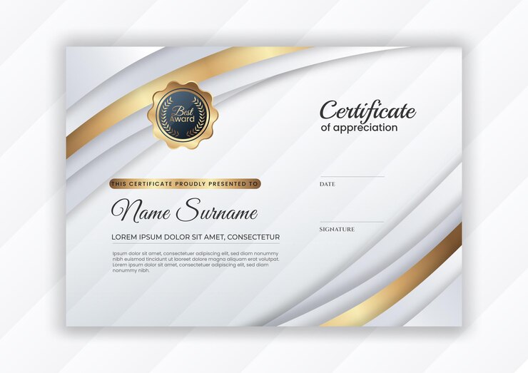 Gradiënt gouden luxe certificaat