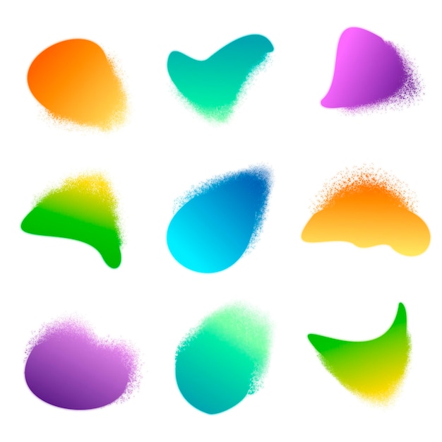 Vector gradient grainy shape collection