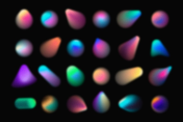 Vector gradient grainy shape collection