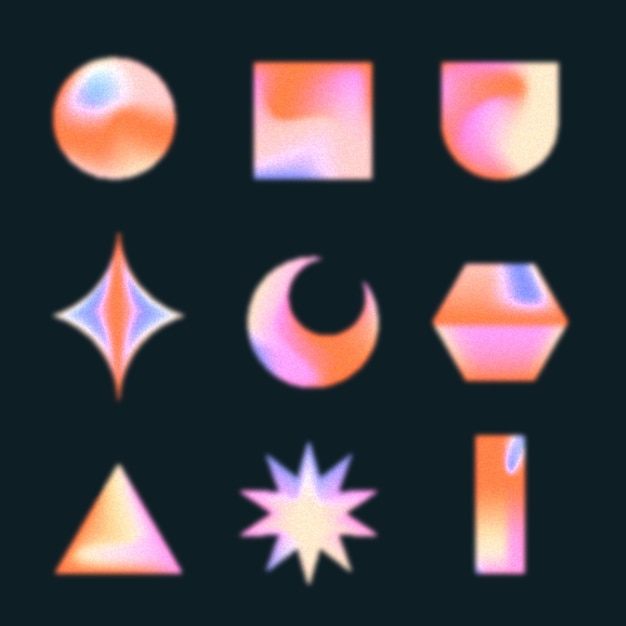 Vector gradient grainy shapes collection