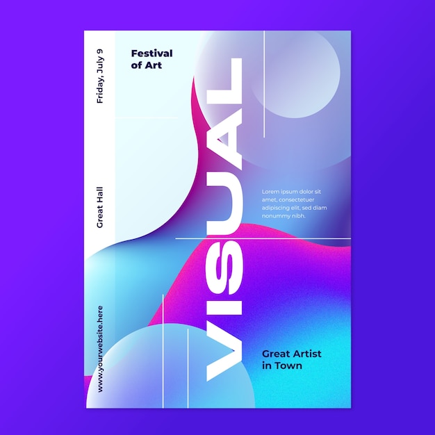 Vector gradient grainy vertical poster template