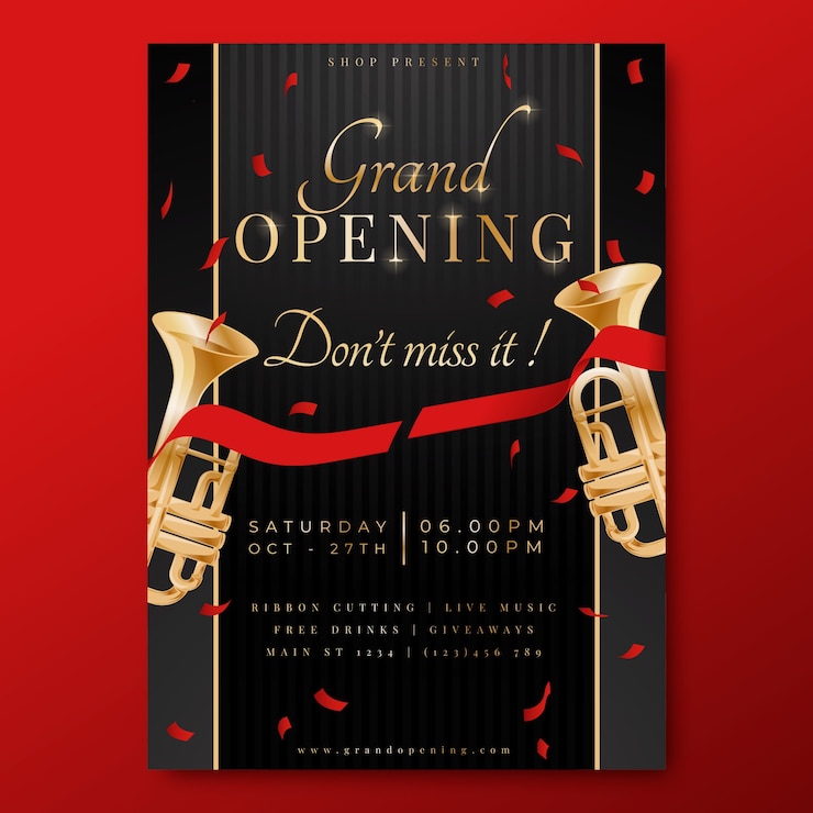 Vector gradient grand opening poster design template