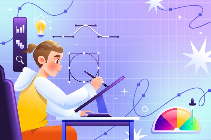 Vector gradient  graphic designer illustration
