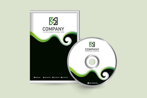 Gradient green and black color professional DVD case and disc label design