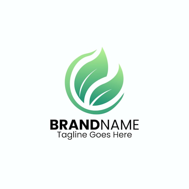 Gradient green leaves logo design template