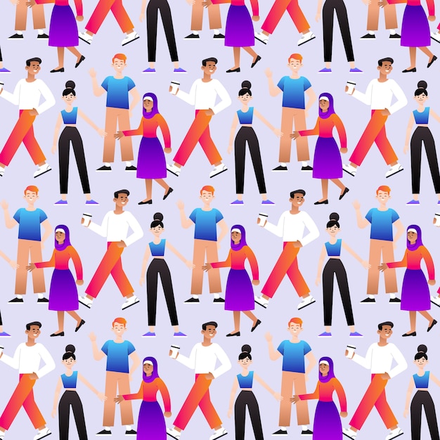 Vector gradient group of people pattern