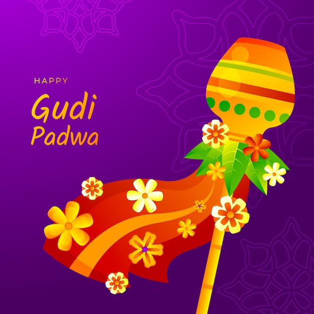 Vector gradiënt gudi padwa illustratie.