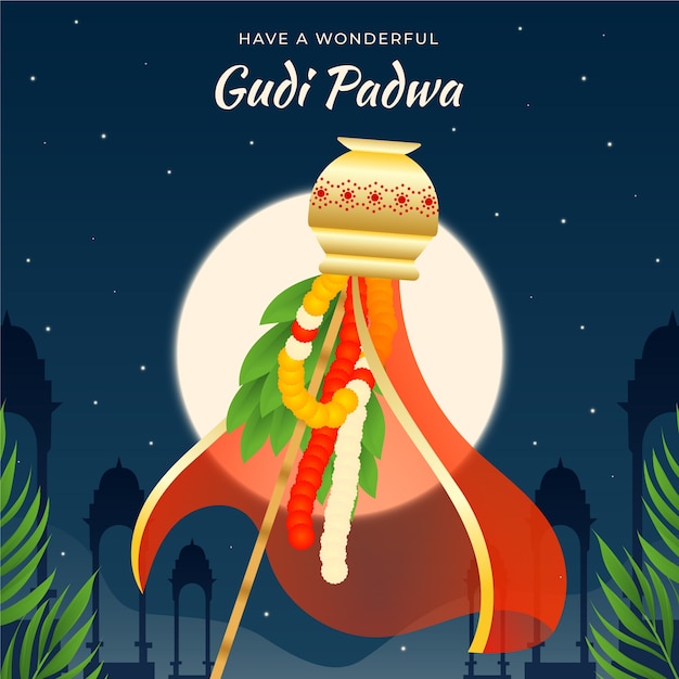 Gradient gudi padwa illustration