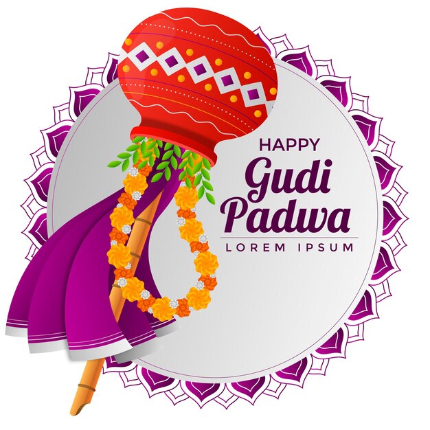 Vector gradient gudi padwa illustration