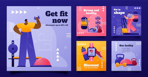 Vector gradient gym and fitness design template