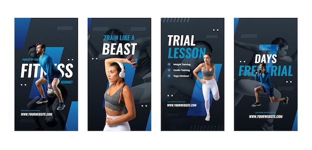 Vector gradient  gym training instagram stories