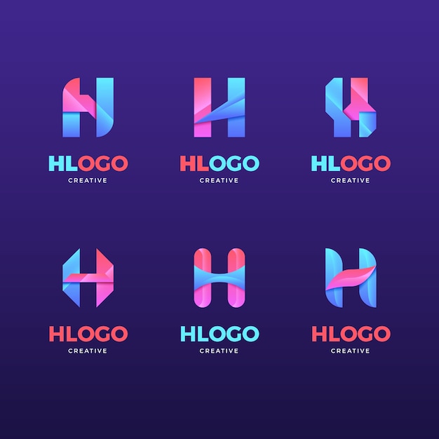 Gradient h logos collection
