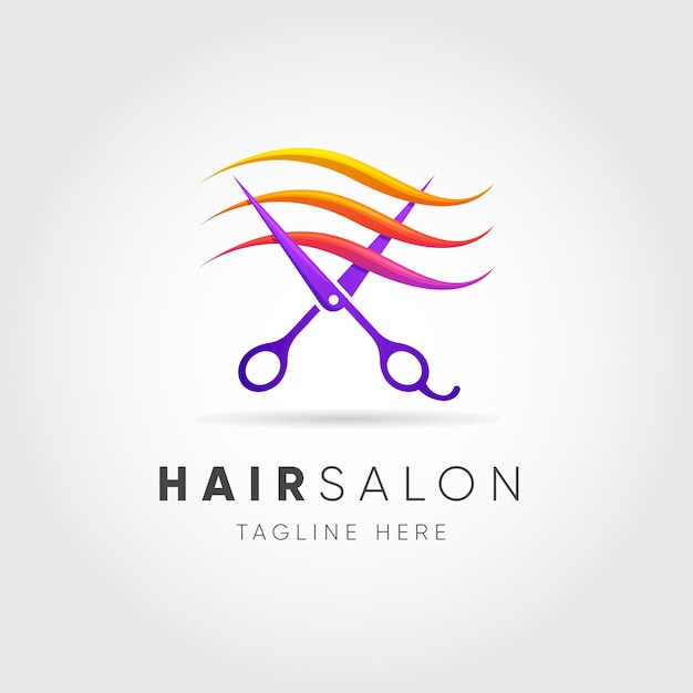 Gradient hair salon logo template