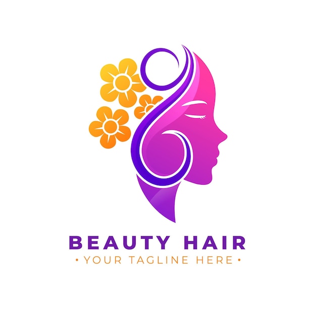 Gradient hair salon logo with tagline