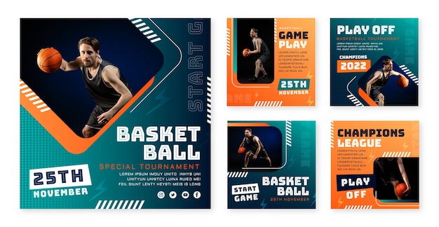 Gradient halftone basketball instagram posts