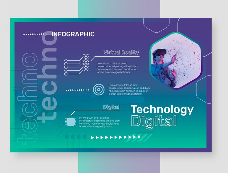 Vector 그라데이션 하프톤 기술 infographic 템플릿