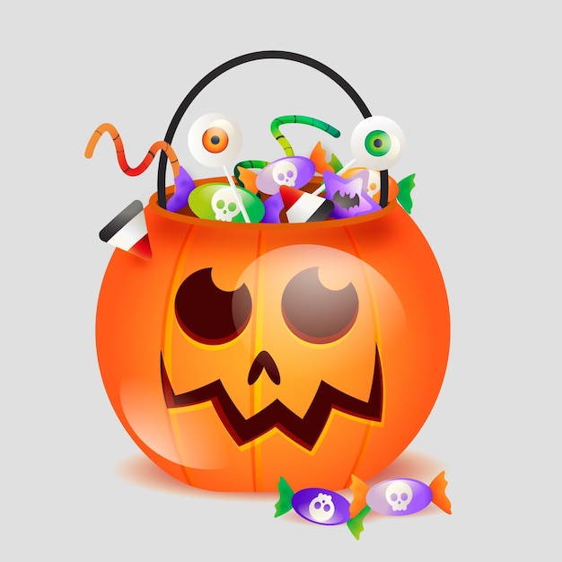 Gradient halloween bag illustration